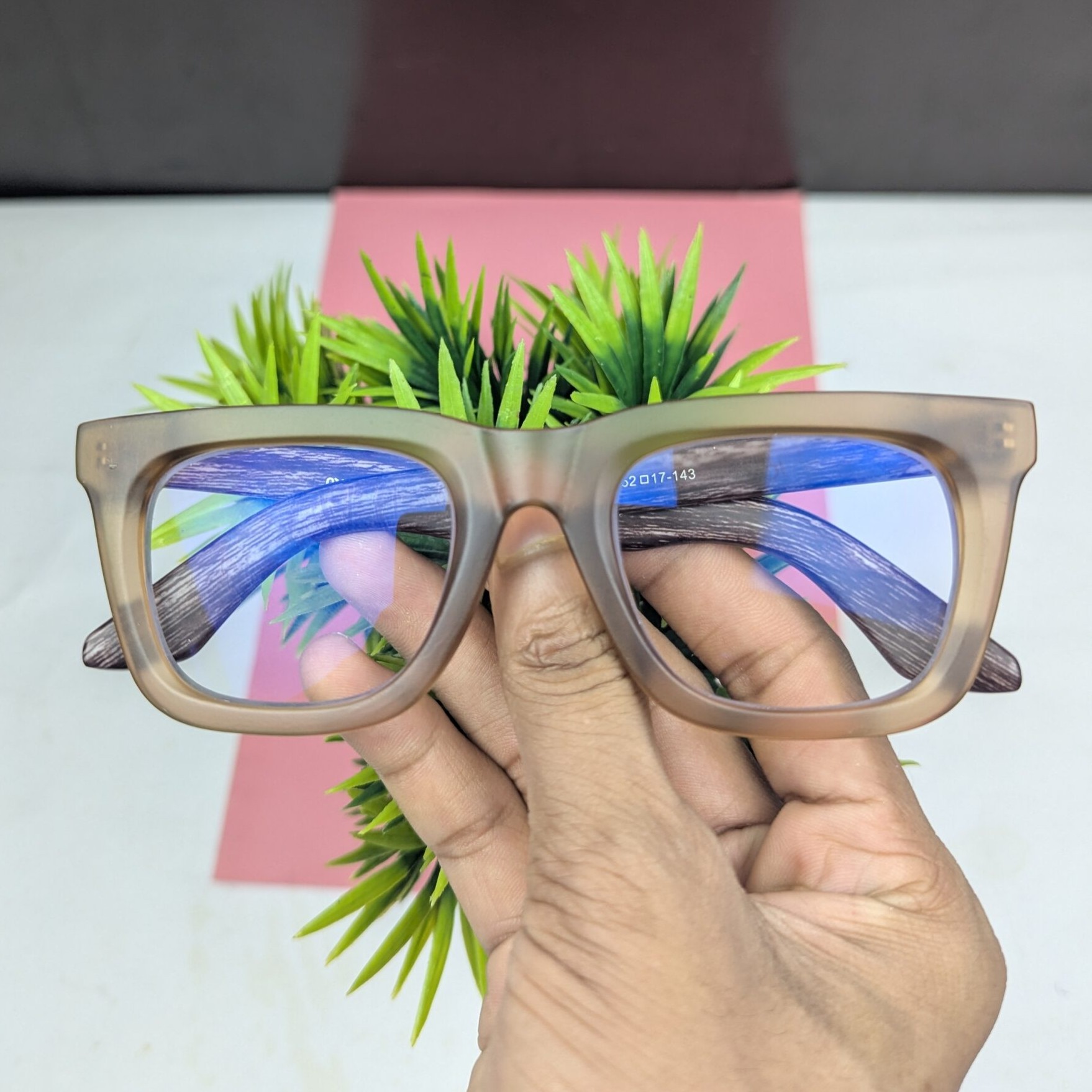 Miu 5189 Model Bold Eyeglass Frame – Premium Blue Cut Glass-Matte Brown - Image 2