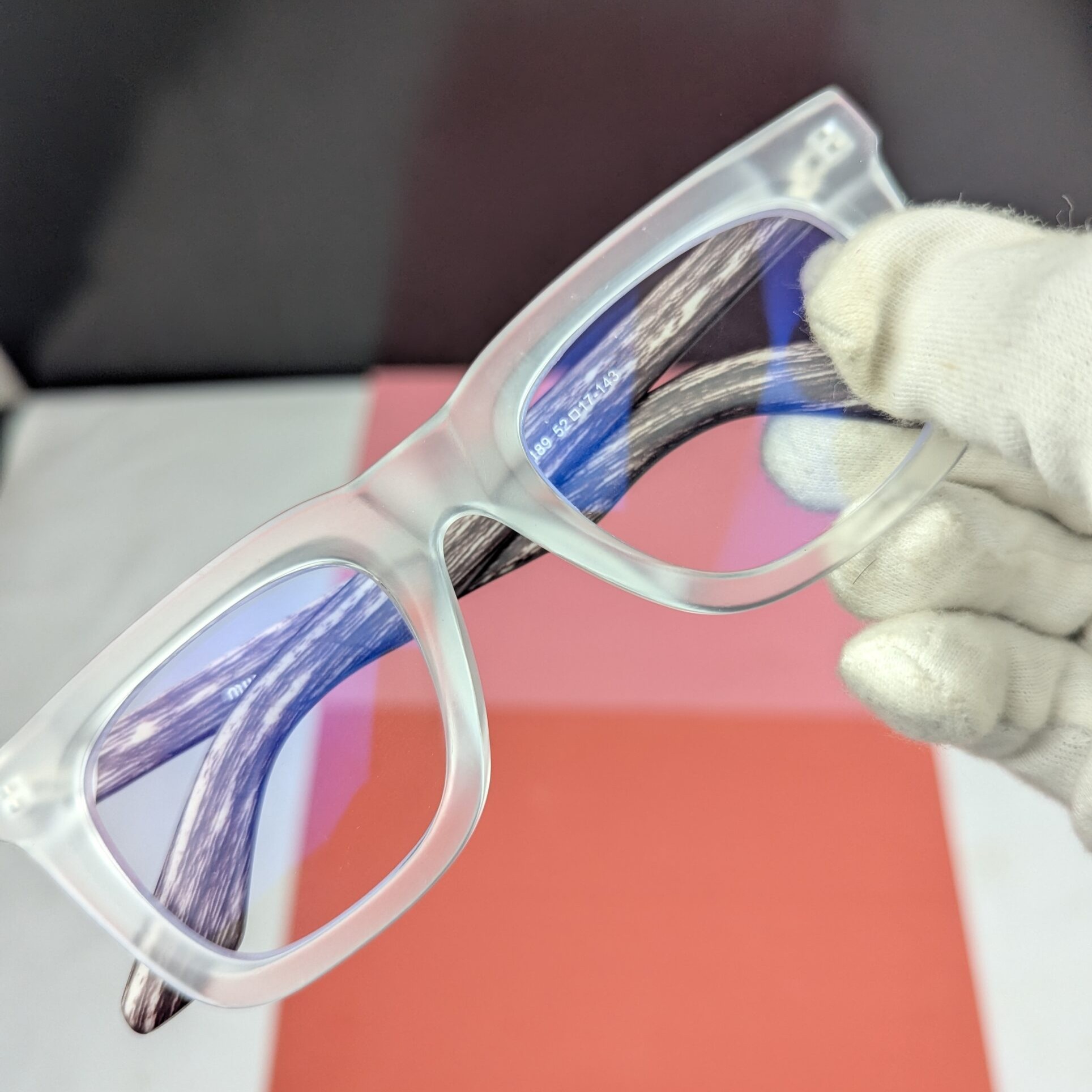 Miu 5189 Model Bold Eyeglass Frame – Premium Blue Cut Glass - Matte White - Image 3