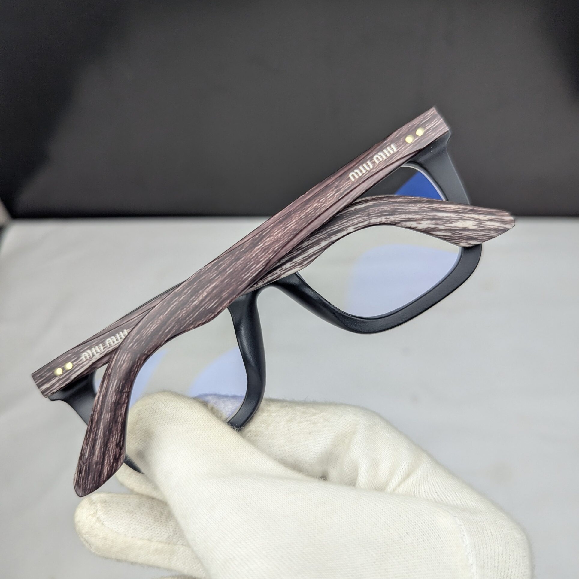 Miu 5189 Model Bold Eyeglass Frame – Premium Blue Cut Glass - Matte Black - Image 4