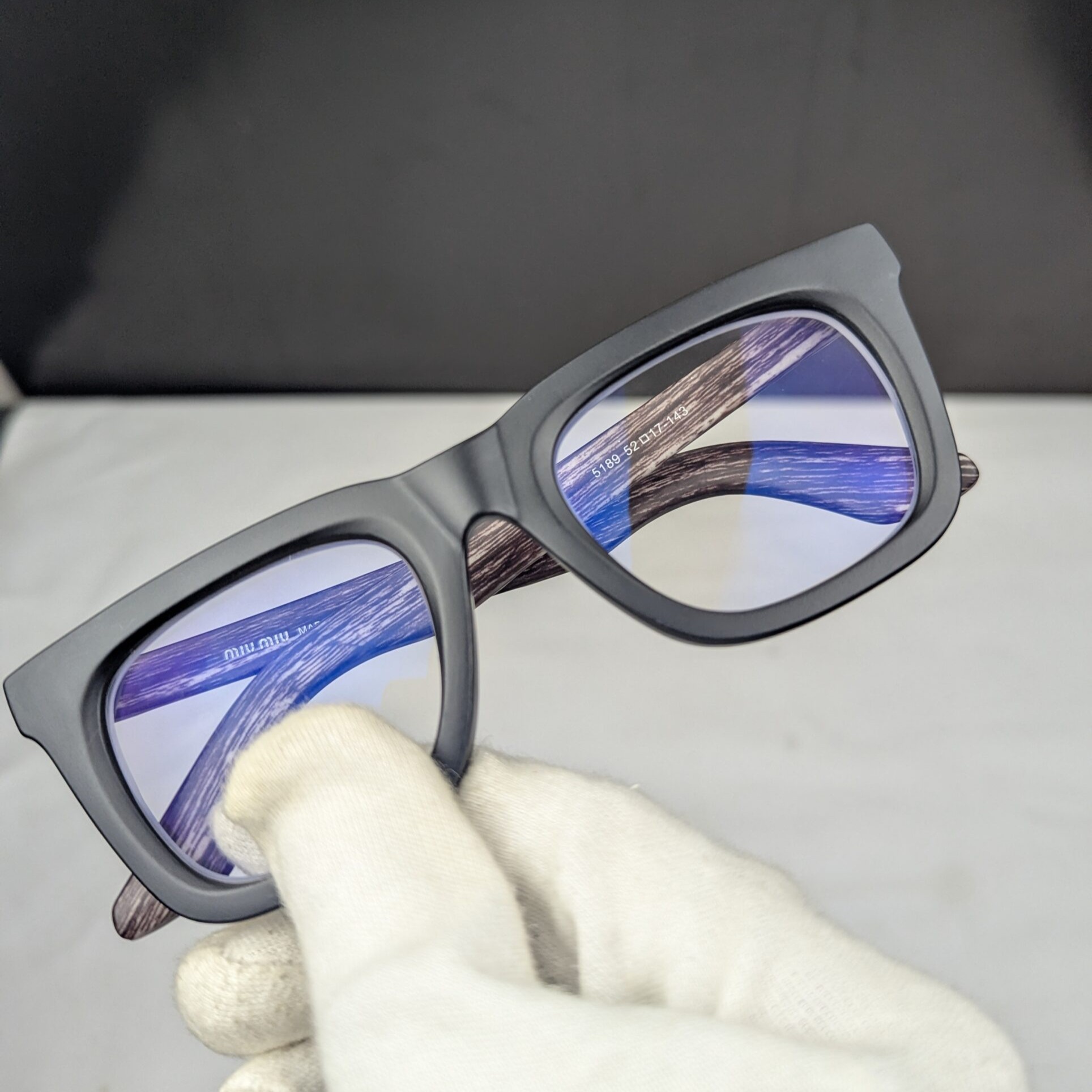 Miu 5189 Model Bold Eyeglass Frame – Premium Blue Cut Glass - Matte Black - Image 3