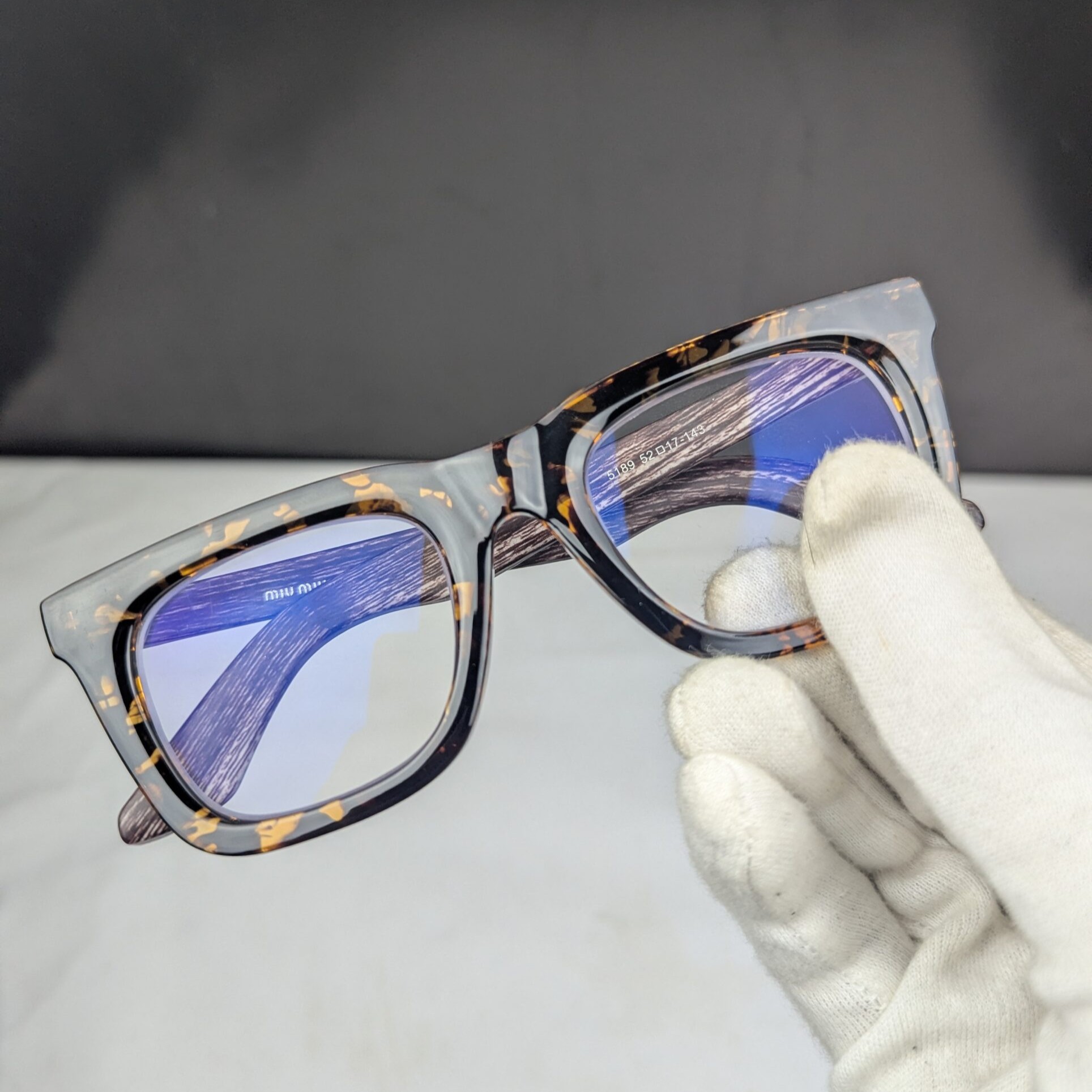 Miu 5189 Model Bold Eyeglass Frame – Premium Blue Cut Glass - Tiger Print - Image 5