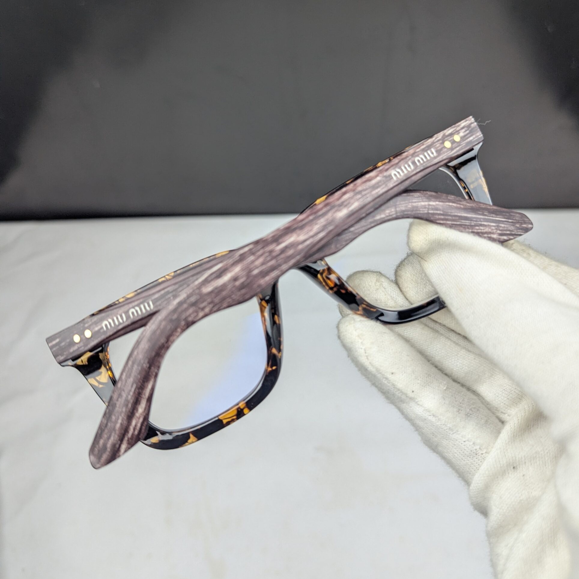 Miu 5189 Model Bold Eyeglass Frame – Premium Blue Cut Glass - Tiger Print - Image 2