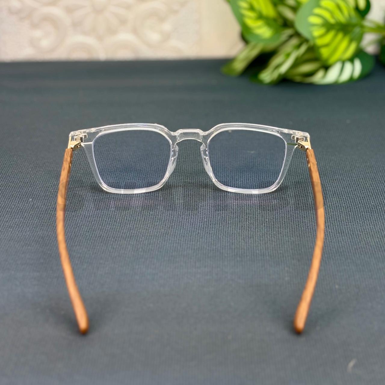Most Demanding Woden Texture Eyewear Glasses-Transparent White - Image 5