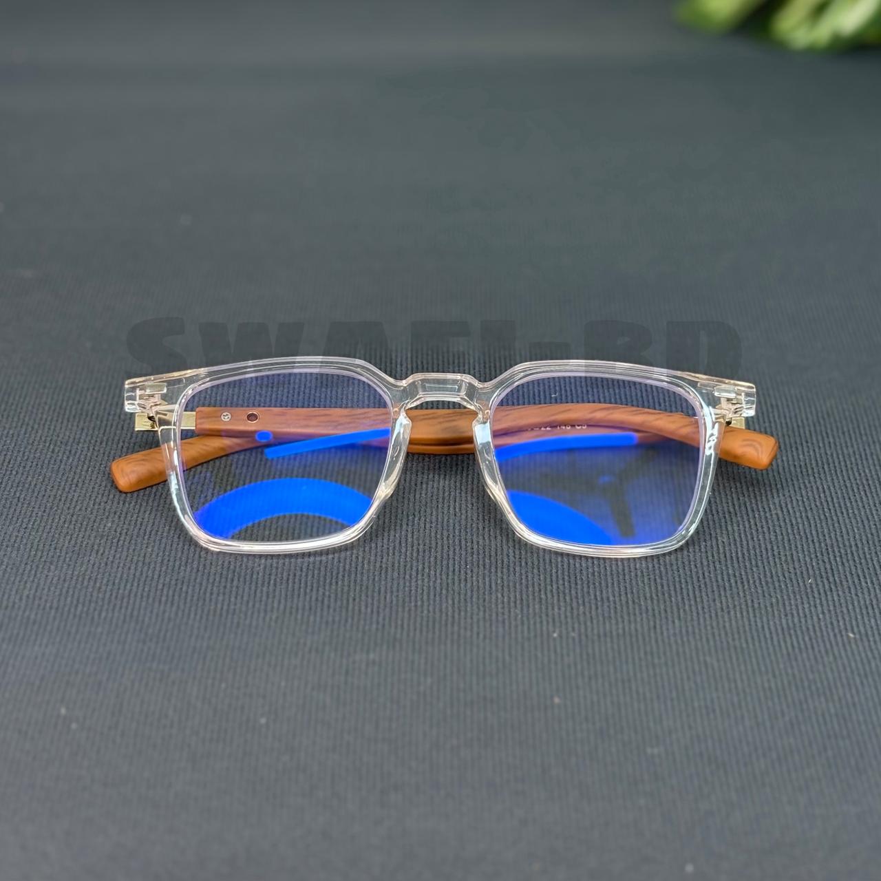 Most Demanding Woden Texture Eyewear Glasses-Transparent White - Image 3