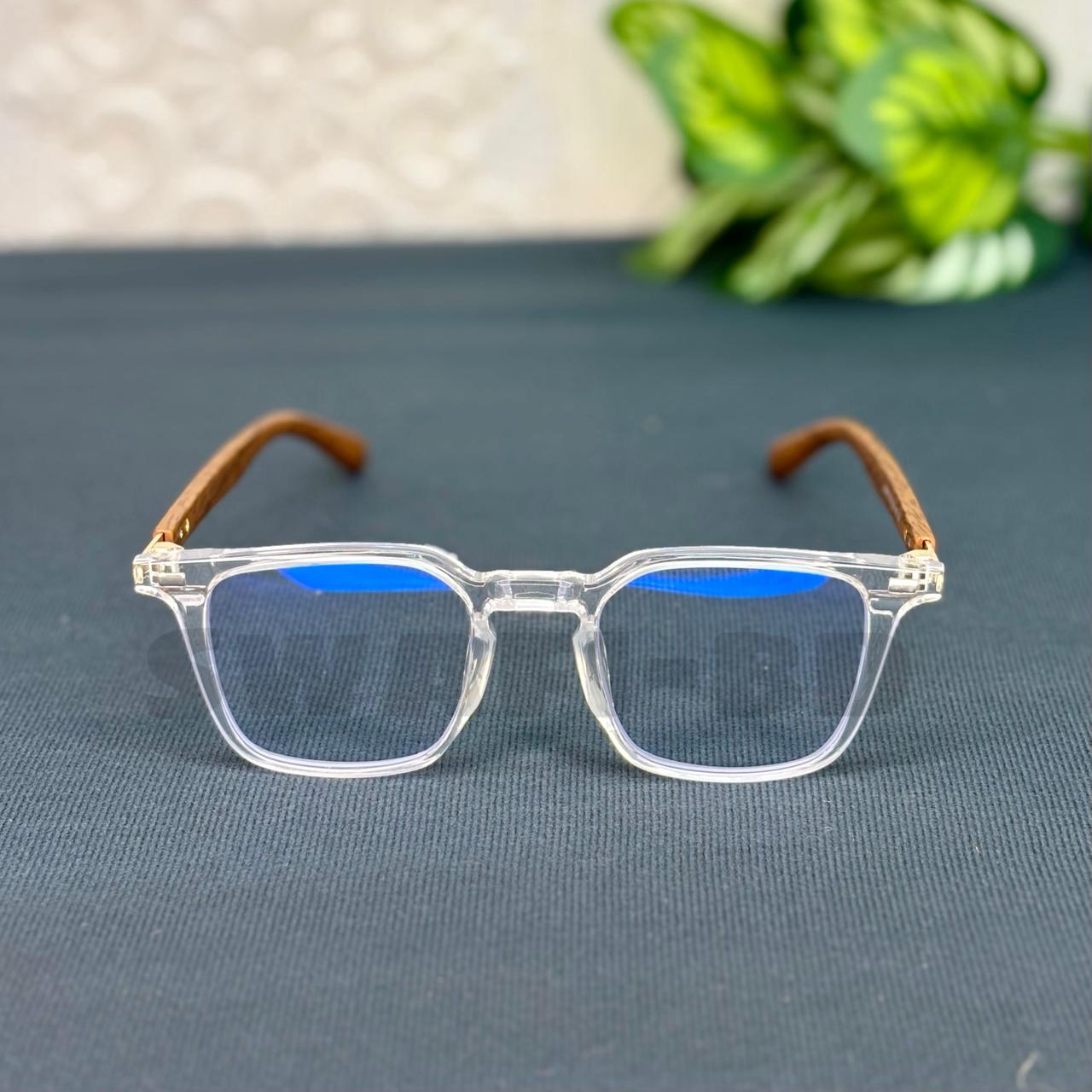 Most Demanding Woden Texture Eyewear Glasses-Transparent White - Image 4