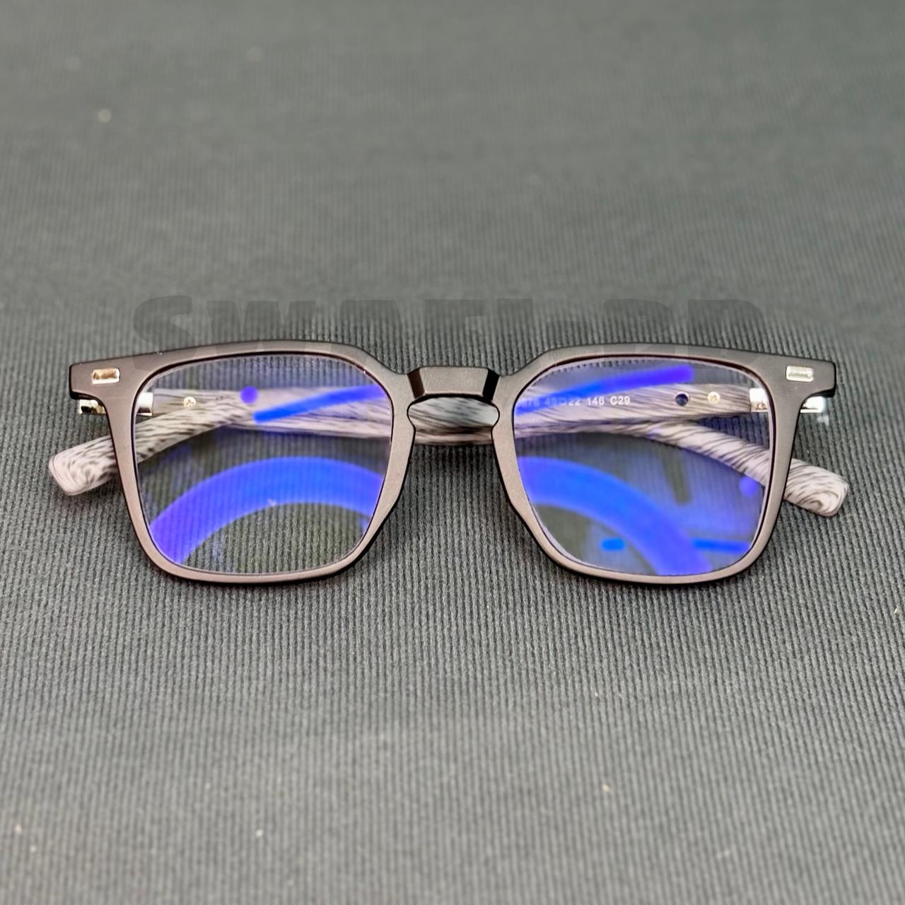 Most Demanding Woden Texture Eyewear Glasses-Matte Black - Image 4