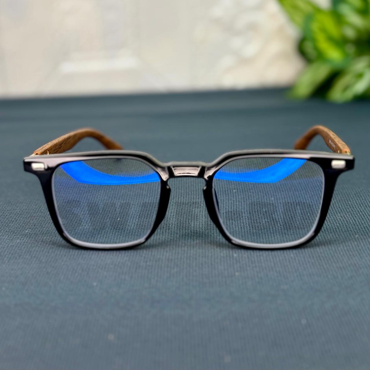 Most Demanding Woden Texture Eyewear Glasses-Glossy Black Woden - Image 4