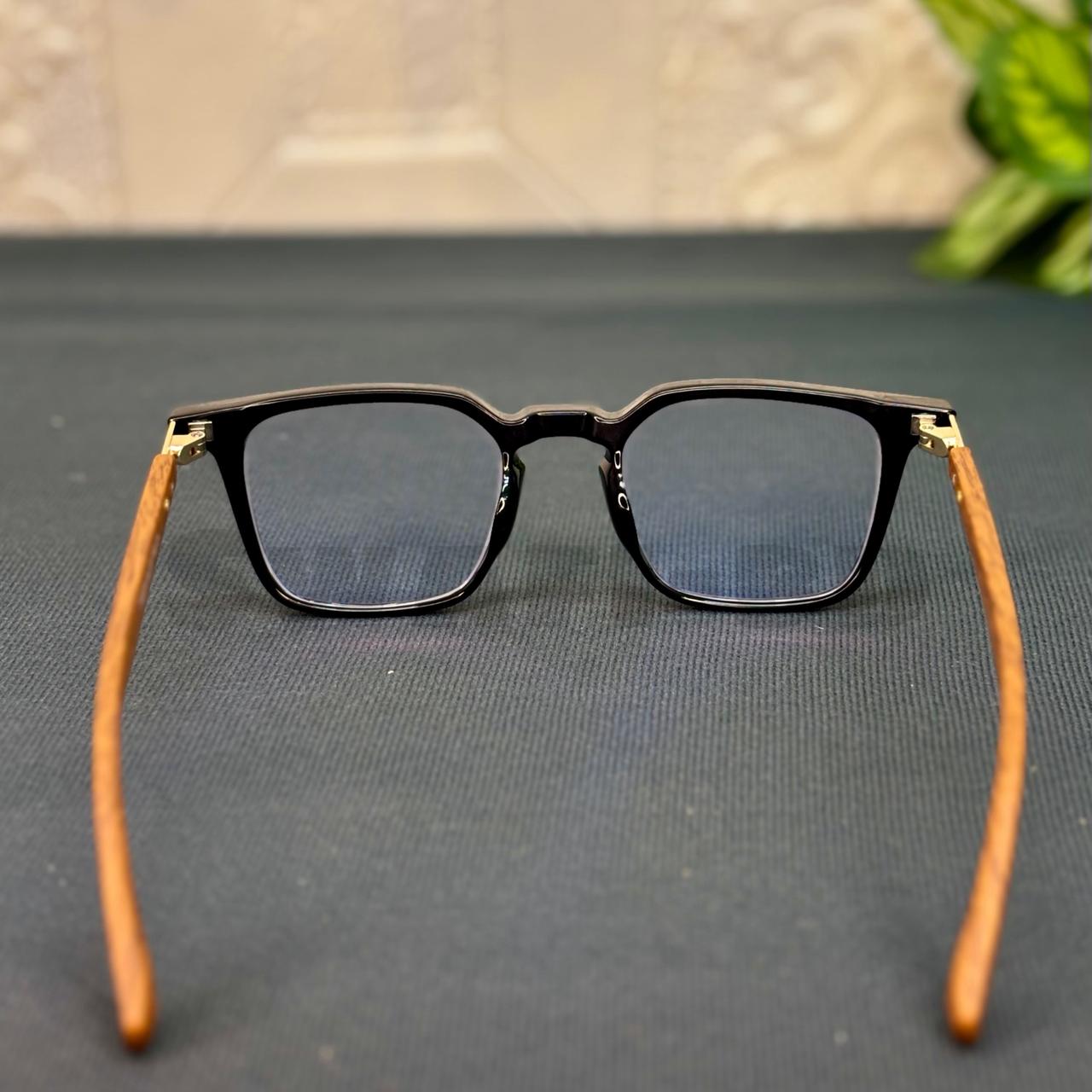 Most Demanding Woden Texture Eyewear Glasses-Glossy Black Woden - Image 3