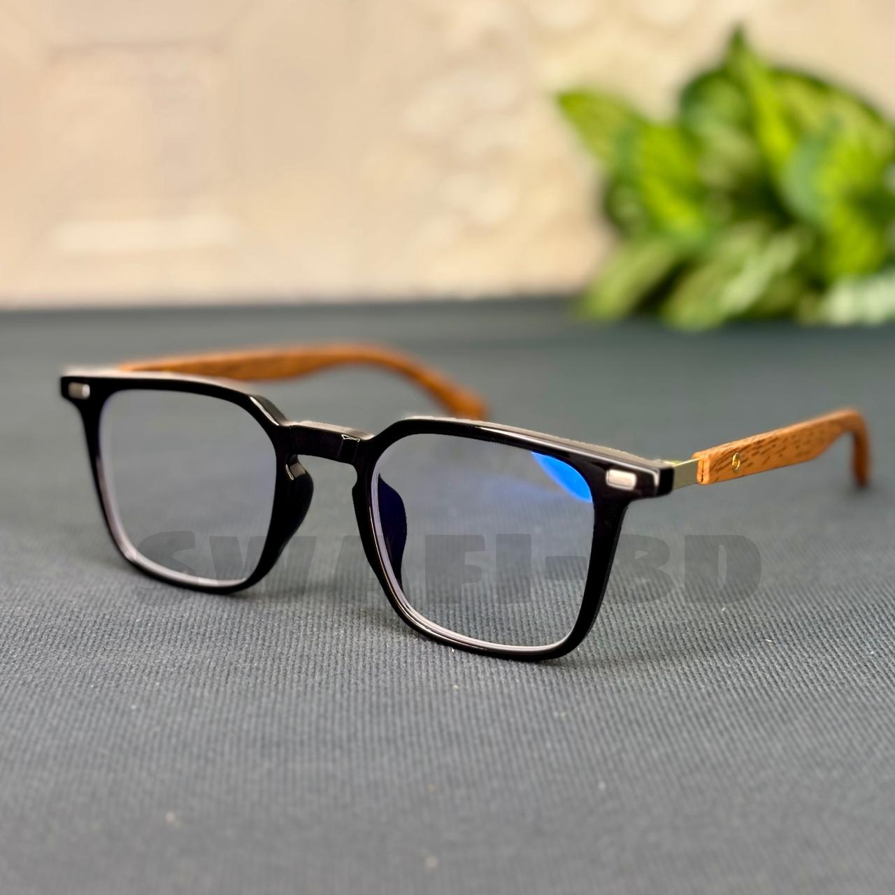 Most Demanding Woden Texture Eyewear Glasses-Glossy Black Woden
